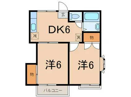 グランデュール森(2DK/2階)の間取り写真