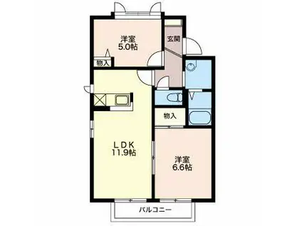 フロール A(2LDK/2階)の間取り写真