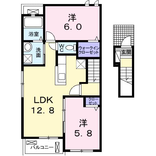 スターガーデン ノース(2LDK/2階)の間取り写真