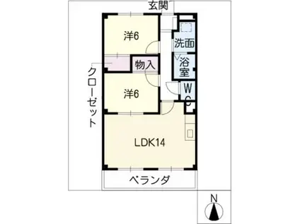 セントラルハイツ鈴鹿(2LDK/3階)の間取り写真