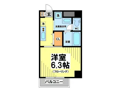 LA CASA MURE 弊社管理物件(1K/3階)の間取り写真
