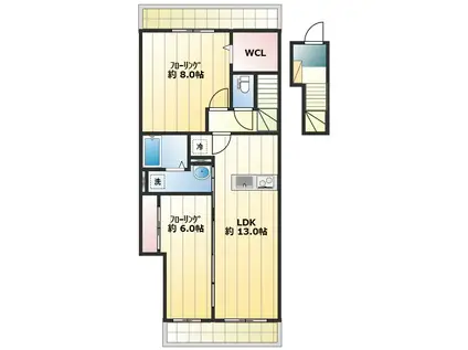 月見ハイム(2LDK/2階)の間取り写真