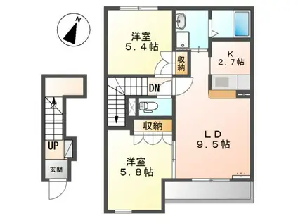 サンローズ香貫(2LDK/2階)の間取り写真