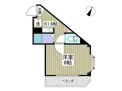 シャルマンフジ1番館(1K/2階)の間取り写真