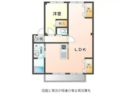 グランデージ大道A棟(1LDK/1階)の間取り写真