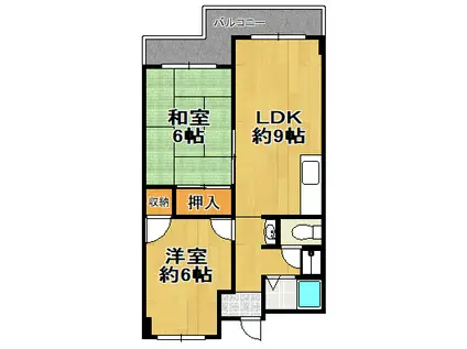 栄平尾マンション(2LDK/3階)の間取り写真