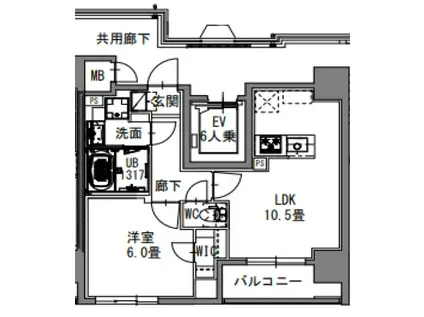 エスレジデンス新御徒町イースト(1LDK/5階)の間取り写真