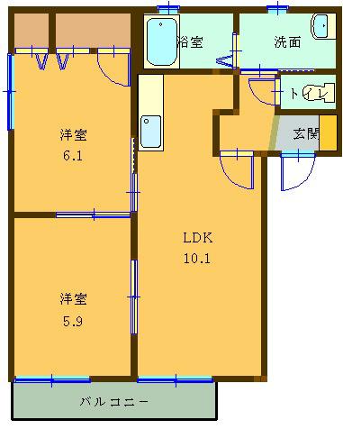 プレミールA(2LDK/2階)の間取り写真