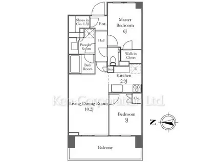 パークホームズ南麻布 ザ レジデンス(2LDK/2階)の間取り写真