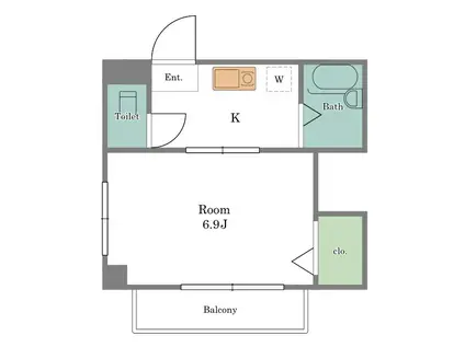 オレンジヒルズ(1K/2階)の間取り写真