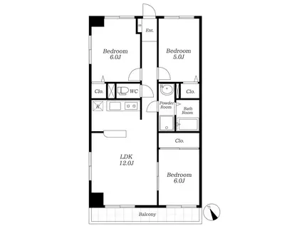 プレエステート長田(3LDK/3階)の間取り写真