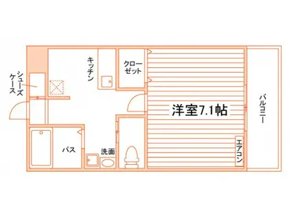 ラ・クール周船寺(1K/4階)の間取り写真