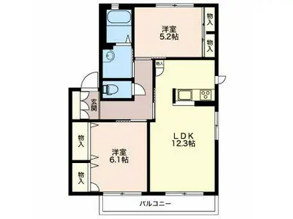 アニマルワン(2LDK/2階)の間取り写真