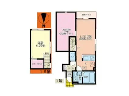 メリファ東仙台I(1SLDK/1階)の間取り写真