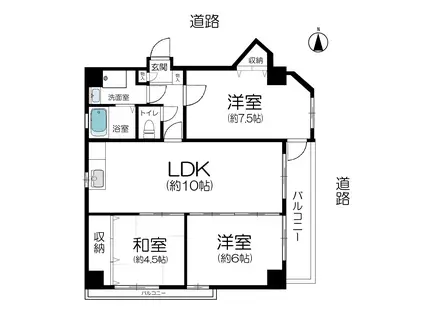 大手ミワコリーネ(3LDK/4階)の間取り写真