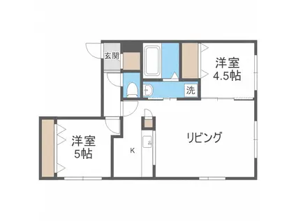 JR函館本線 稲積公園駅 徒歩18分 3階建 築4年(2LDK/1階)の間取り写真