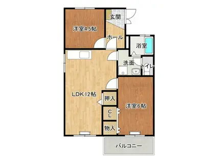 パークヒル(2LDK/1階)の間取り写真