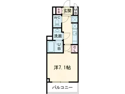 アスヴェル神戸ハーバーサイド(1K/6階)の間取り写真