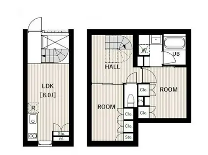 エスセナーリオ市ヶ谷(2LDK/1階)の間取り写真