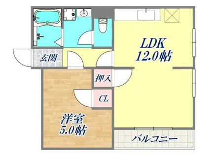 ヨウカワマンション(1LDK/3階)の間取り写真