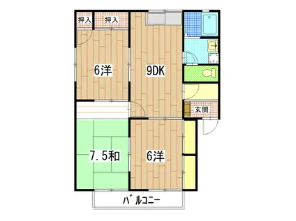 ドミール駅前(3DK/2階)の間取り写真