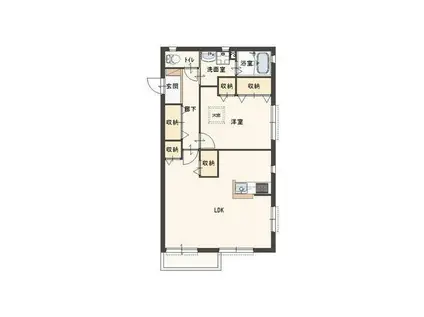 リヴェールハイツB(1LDK/2階)の間取り写真