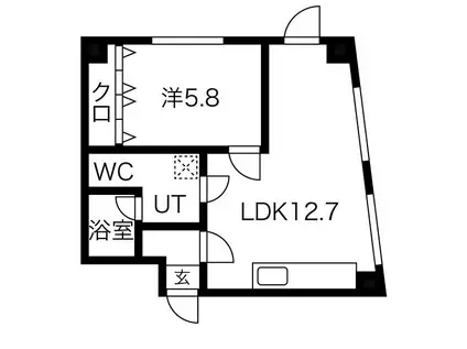 ISM松原(1LDK/2階)の間取り写真