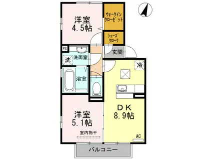ウィット武部(2DK/2階)の間取り写真