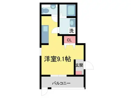 ロジュマンヴェールV(1K/1階)の間取り写真