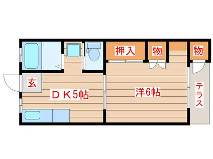 大泉アパート C棟(1DK/1階)の間取り写真