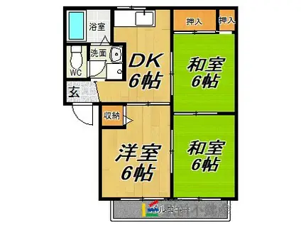 アローフィールド甘木E棟(3DK/2階)の間取り写真