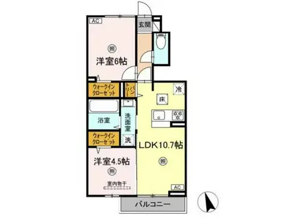 D-ROOMシリウスアーク(2LDK/1階)の間取り写真