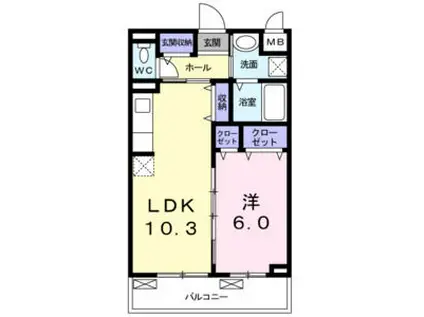 グランディールFUJI(1LDK/3階)の間取り写真