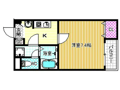 FSTYLE天美南(1K/1階)の間取り写真