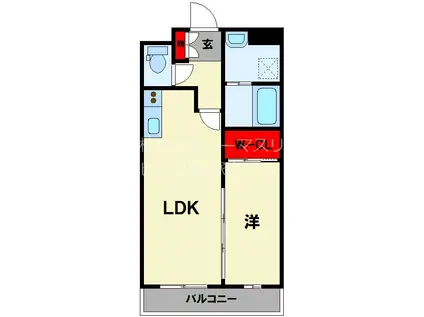 セントフォールTATEIWA(1LDK/2階)の間取り写真