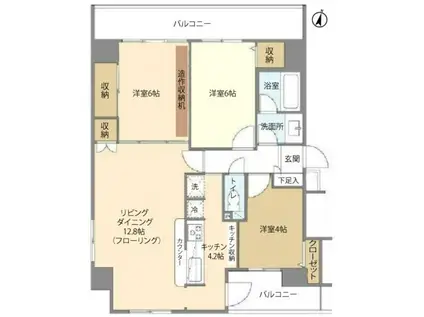 ライオンズマンション王子第8(3LDK/5階)の間取り写真