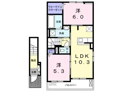 サンパティ(2LDK/2階)の間取り写真