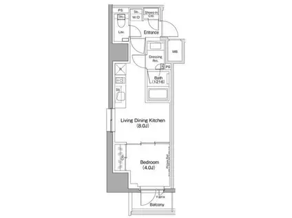 ザ・パークハビオ五反田(1LDK/14階)の間取り写真