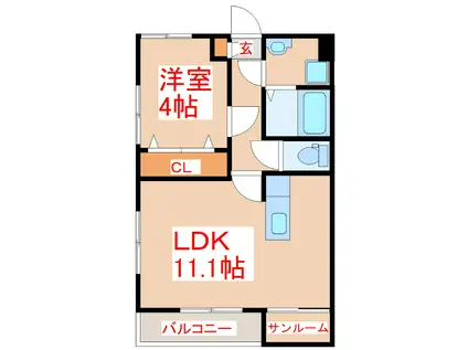 CLOUD9 3RD(1LDK/1階)の間取り写真