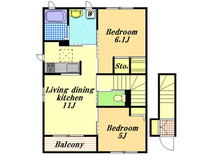 ウェステリア(2LDK/2階)の間取り写真