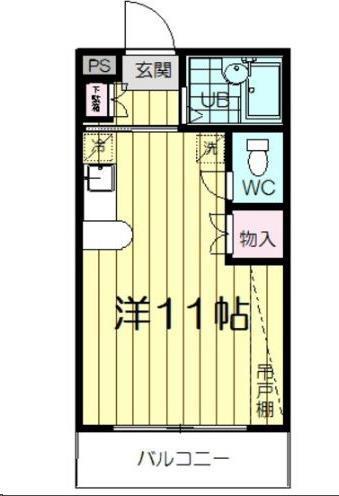 ロイヤルハイツ東八(ワンルーム/2階)の間取り写真