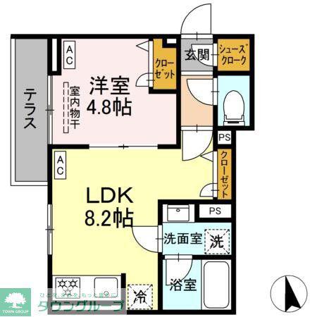 セレスティア前野町(1LDK/2階)の間取り写真