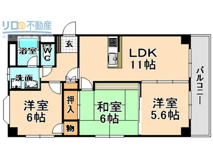 南町マンション(3LDK/1階)の間取り写真