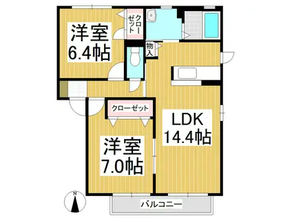 MASTTOWN松岡3 S(2LDK/1階)の間取り写真
