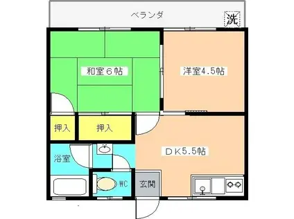 第一コーポおぎわら(2DK/2階)の間取り写真