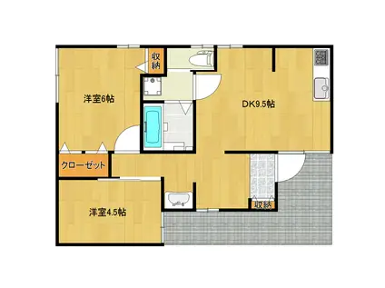 グリーン(2DK/1階)の間取り写真