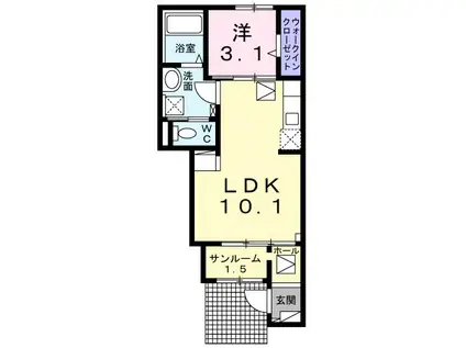 ルミエールIII番館(1LDK/1階)の間取り写真