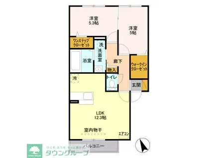 フェニックス小仙波D(2LDK/2階)の間取り写真