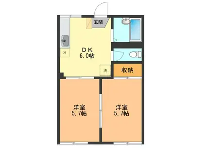 臼井ハイツ(2DK/1階)の間取り写真