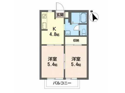 ディアス安積 B棟(2K/2階)の間取り写真